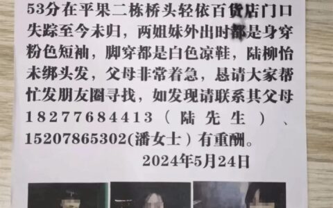 痛心！广西两姐妹走失，5岁妹妹溺亡，正全力查找8岁姐姐