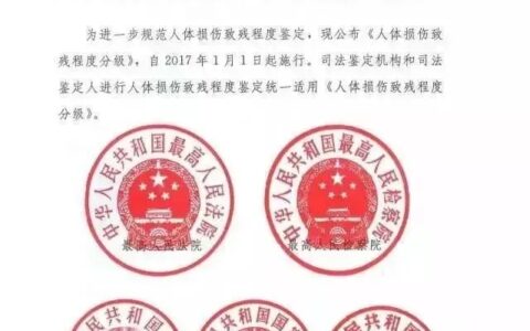 《人体损伤致残程度分级》（人体损伤程度鉴定标准）（适用2020）