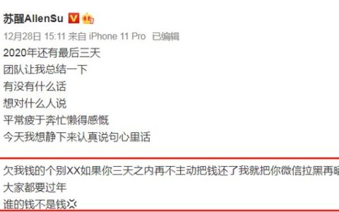 快男苏醒发文讨债放狠话，不还钱就曝光对方身份！曾公开力挺杨笠
